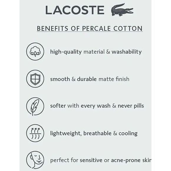 Lacoste 4-Piece QUEEN Sheet Set Allure Blue 100% Cotton Percale $120+ - Picture 8 of 8